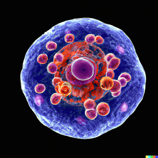 a sphere filled with smaller red spheres to illustrate exosomes
